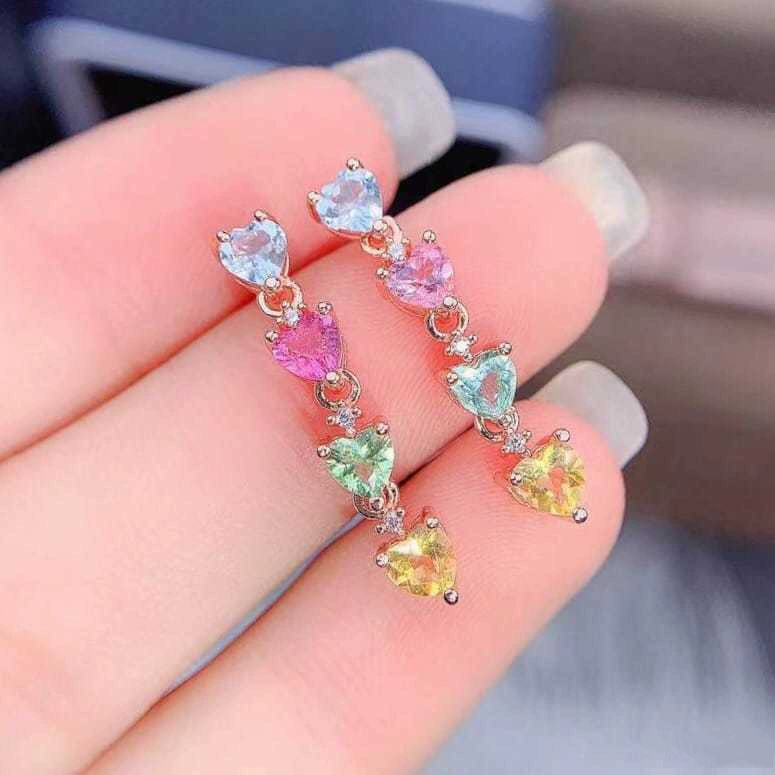 Серьги из турмалина сердце, аксессуар, простой и элегантный дизайн