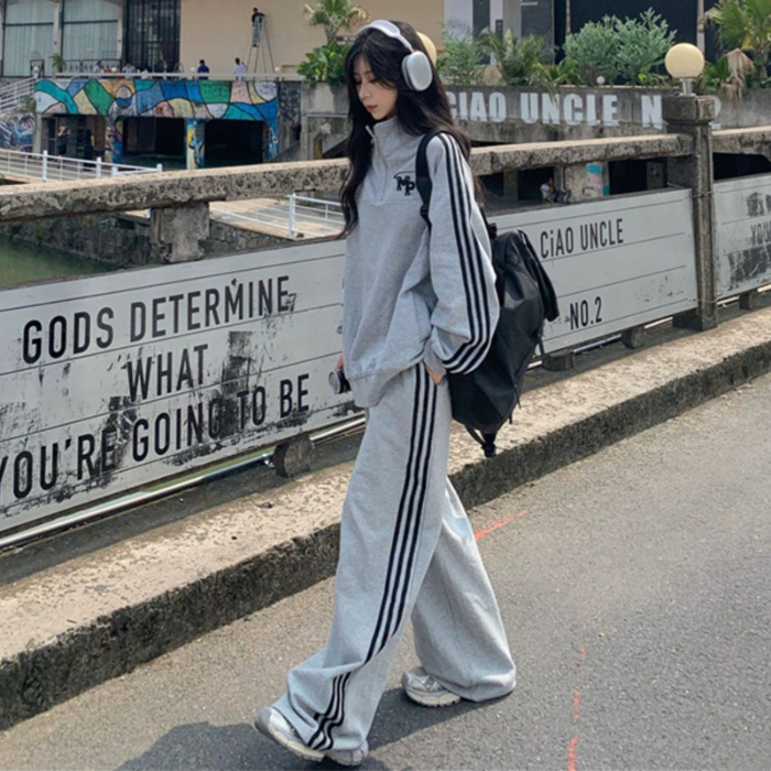 高街ootd运动服套装女秋学生宽松显瘦韩版时尚炸街卫衣休闲两件套|undefined