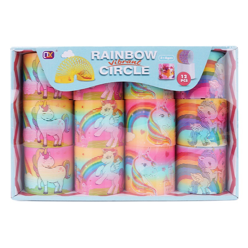 Nuevo medio caballo de dibujos animados Arco Iris anillo 7,6 cm anillo de primavera noche mercado puesto Venta caliente anillo de juguete educativo para niños image 1