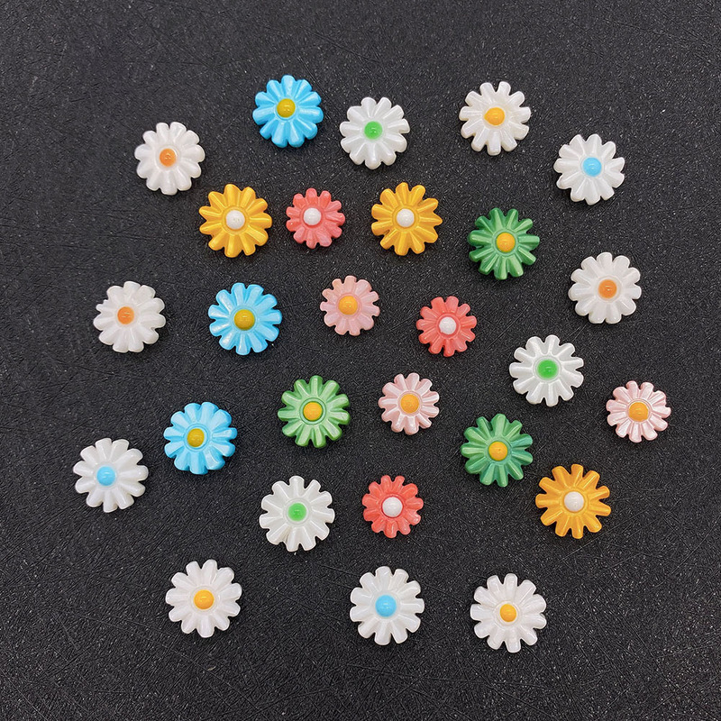 Natural Freshwater Shell Beads Round 10-12mm Orange Powder Boutique Daisy Flower Beads DIY Bracelet Accessories