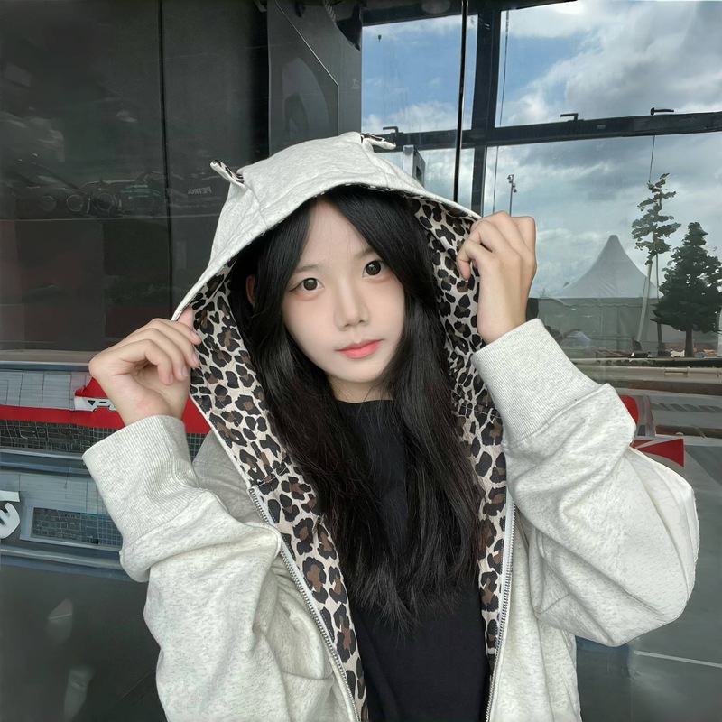 美式复古连帽卫衣外套女2025秋季豹纹拼接开衫宽松情侣拉链上衣潮|undefined