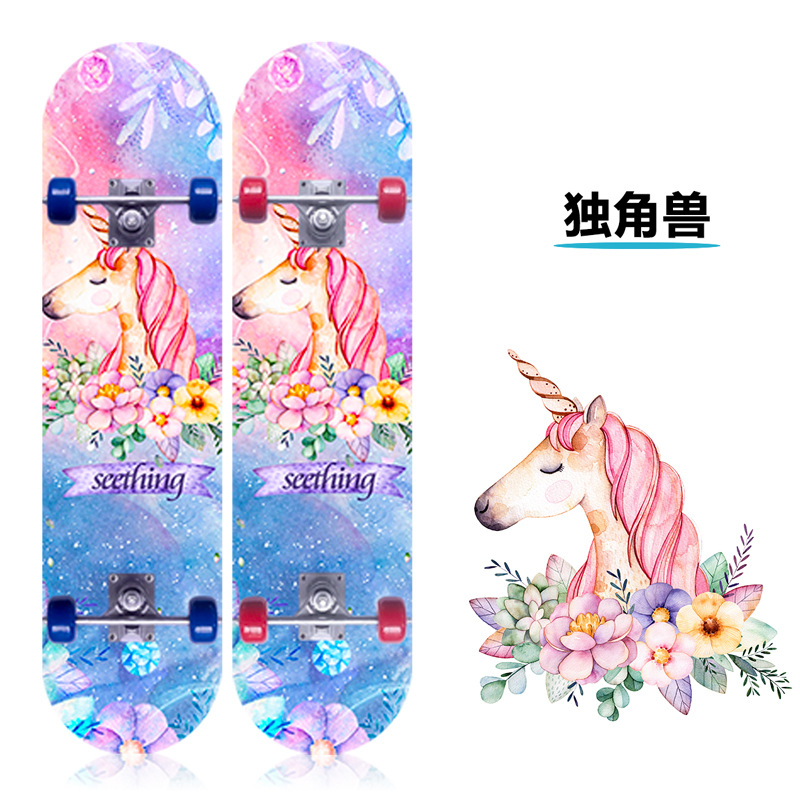 Factory Direct four-wheel skateboard Boys Girls beginners children teenagers vitality board entry double warped skateboard