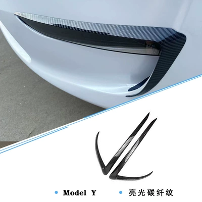 Y Light Eyebrow Decorative Frame Cover – Light frame - 21-24-model-y-glossy-carbon-fiber-pattern-pair