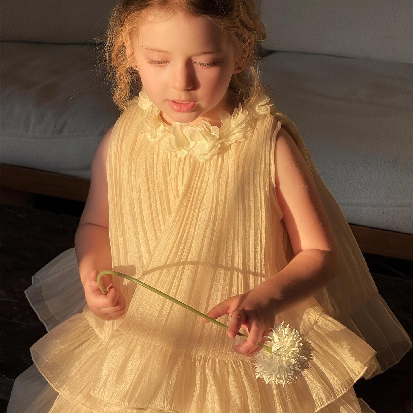 Top Egg Korean Children's Clothing 2025 Summer New Girls Skirt Crumpled Mesh Fairy Dress Gauze Skirt Princess