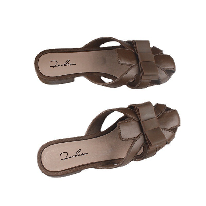 Beach fashionable solid color mule platform for leisure