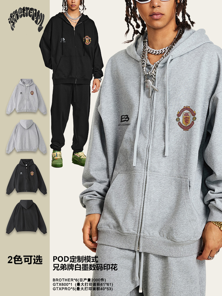 2025 otoño y invierno estilo americano chaqueta encapuchada de moda hombre cardigan pareja con cremallera chaqueta logo personalizado