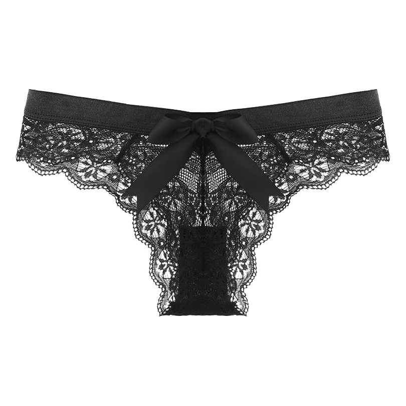 Tanga de encaje de Niña Pantalones sexy tentación transparente discoteca caliente ropa interior de cintura baja cadera transpirable de las mujeres Levantamiento de comercio exterior
