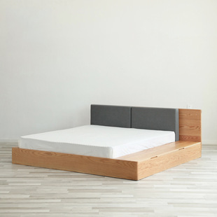 Solid Wood Tatami Bed 1.8m Low Bed Modern Minimalist Platform Bed Master Bedroom Loft Small Apartment