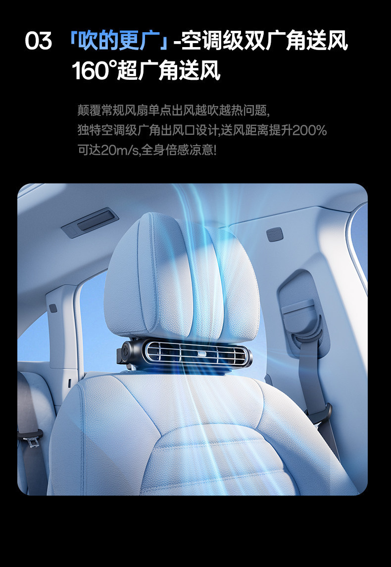 Car Fan 2026 New Model Cooling USB Charging 12V Small Air Conditioning Fan for Car Powerful Electric Fan Silent Rear Seat