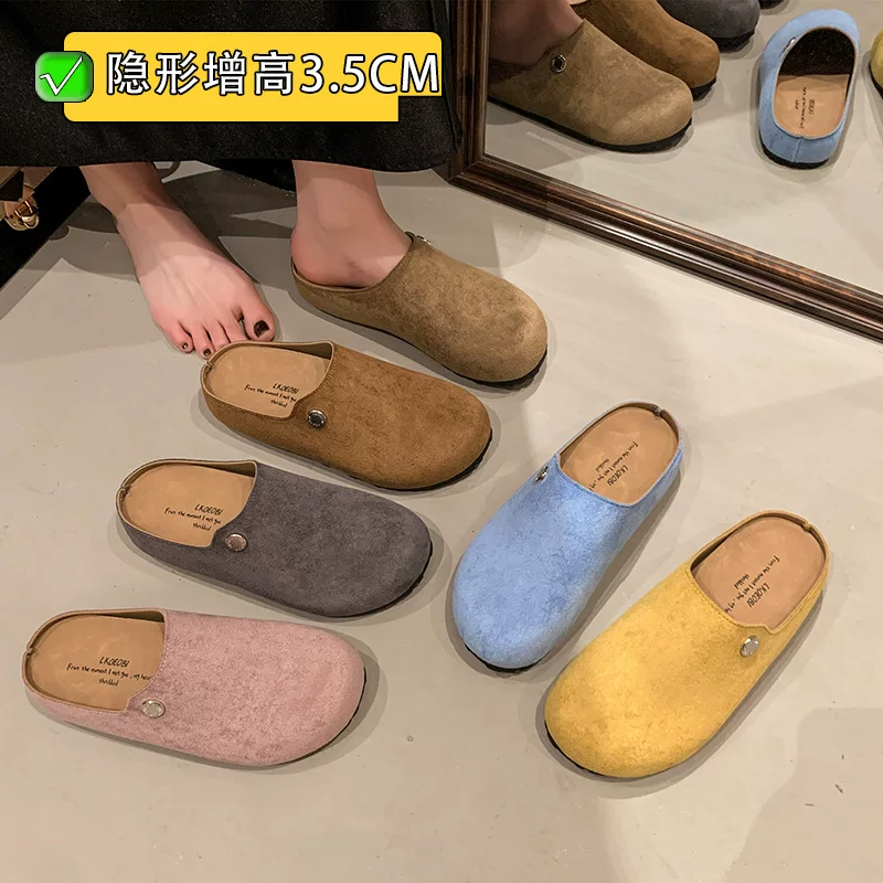 Женщины в стиле полудрагоценностей Баотоу носят туфли Birkenstock с перфорацией на одной ноге, ретро-тапочки с ленивыми ступнями, весна-осень 2025 года, новые универсальные туфли