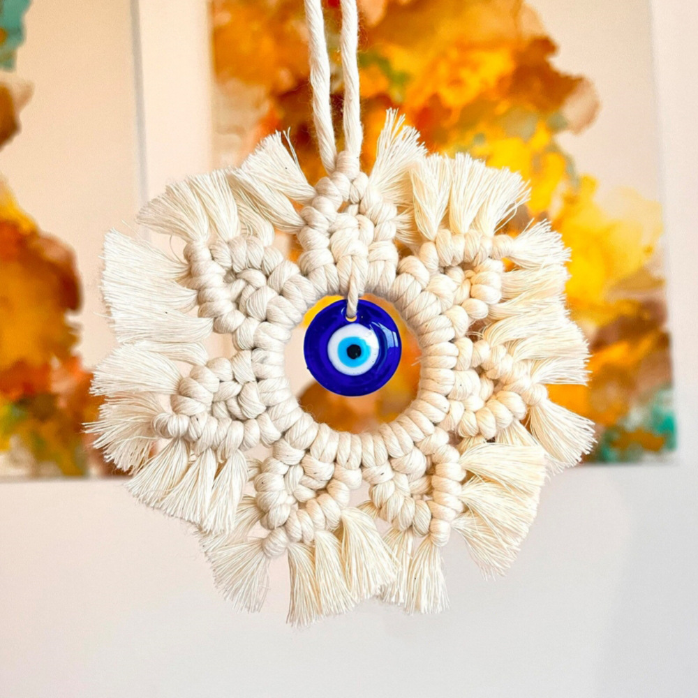 Ethnic Style Devil's Eye Cotton Thread Glass Pendant Wall Art display picture 5