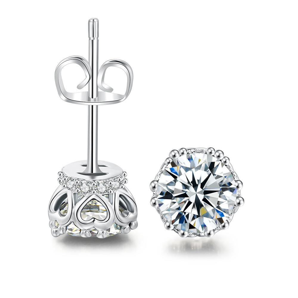Heart Shape Pattern 1 Pair Hip-hop Heart Shape Plating Inlay Copper Zircon Ear Studs