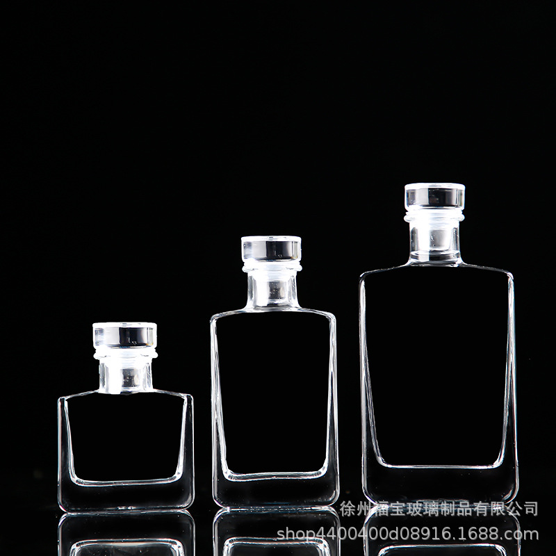 果酒晶白料玻璃瓶饮料瓶密封木盖洋酒瓶透明蒙砂酒瓶空瓶跨境专供