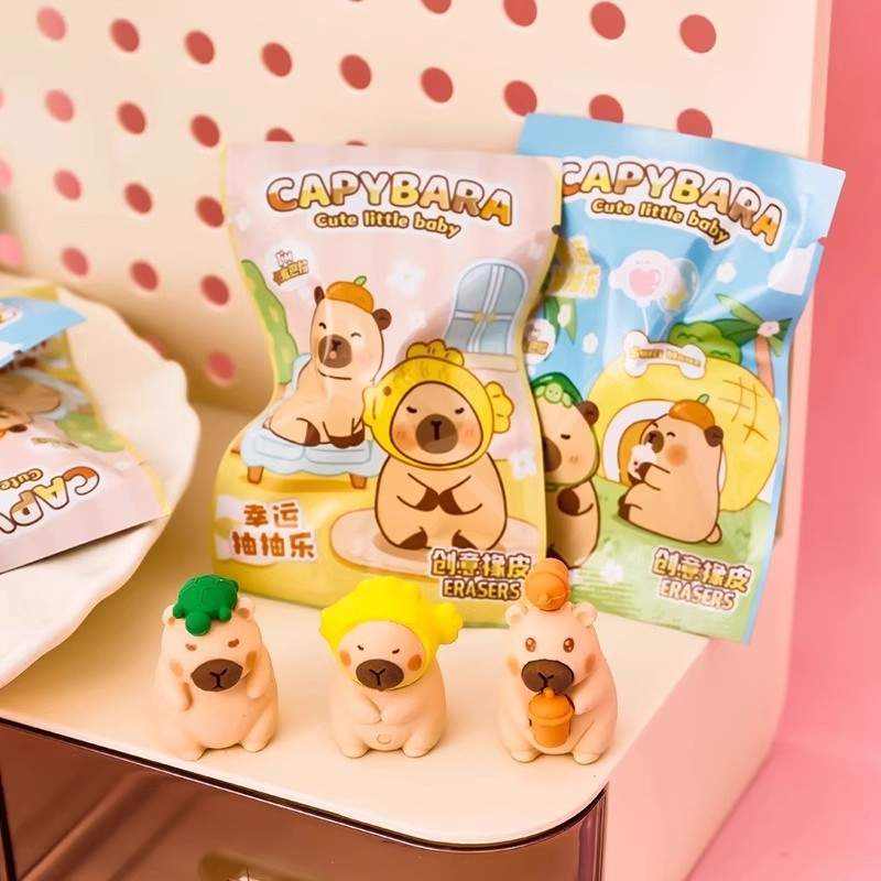 かわいいクリエイティブなカピバラブラインドボックスの消しゴムの子供の趣味の消しゴムの引き出し|undefined