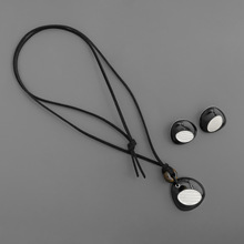 OCCUR家苔矶系列项链 新中式黑白撞色刺绣肌理虎眼石耳钉锁骨链