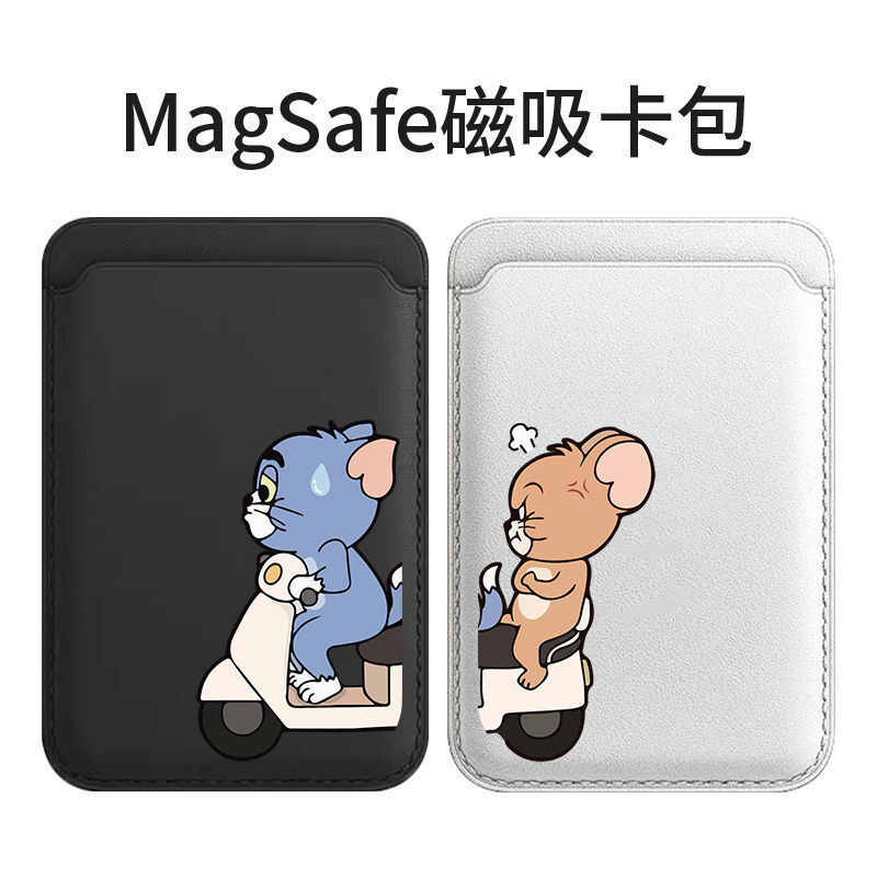 Tom and Jerry Suitable for Apple Magsafe Magnetic Card Holder Iphone16Promax Imitation Leather 13Pro Card Holder 15