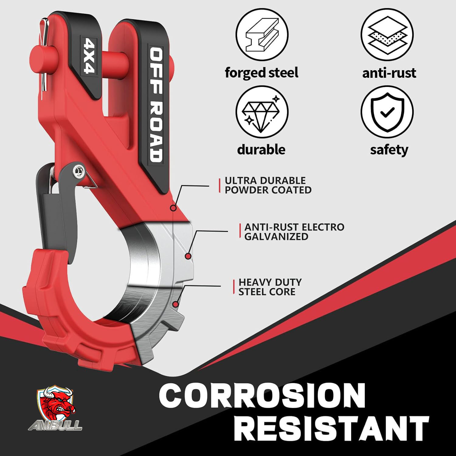 青岛厂家重型绞盘钩异型绞盘钩锻造加厚舌片越野车拖车钩牵引钩