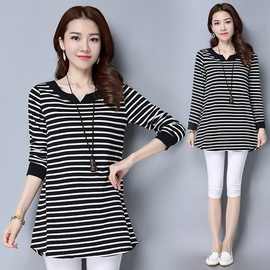 胖MM2022春秋大码女装V领棉宽松乐天日韩显瘦长袖t恤中长款打底衫