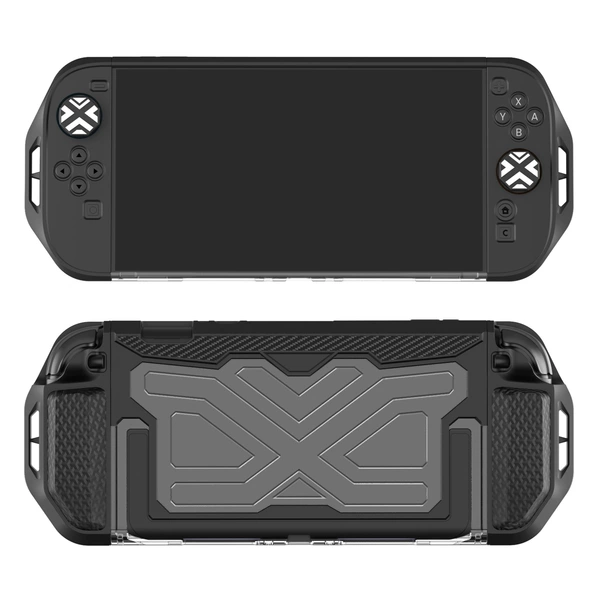 Switch2 mecha protective case (black + transparent) including rocker cap