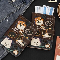 秘密の猫と犬のパスポートカバーの保護カバーの多機能カードは海外旅行の携帯カードの袋を持って航空券を収納します。