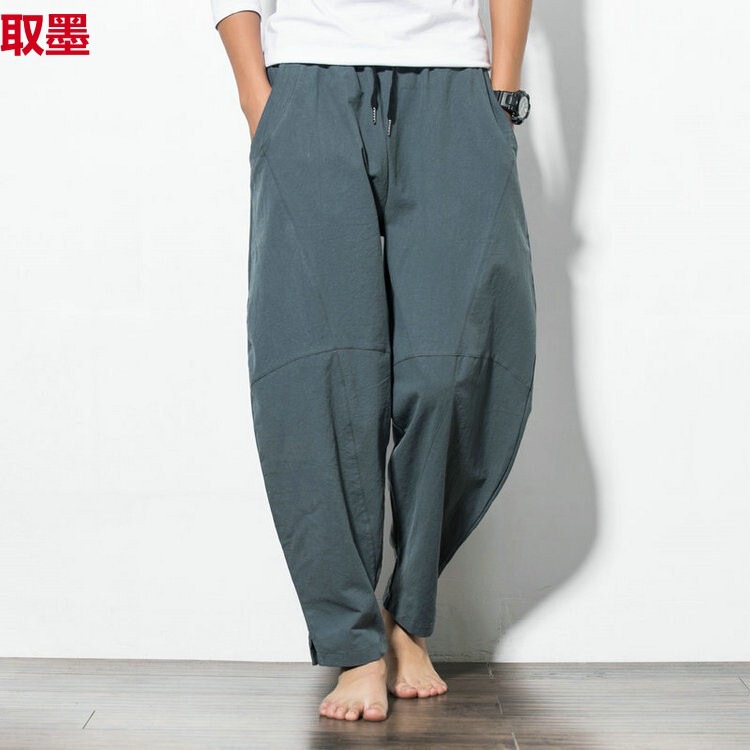 Factory wholesale 2022 fashion loose trousers men plus fertilizer plus size cotton casual pants Chinese style Harlan pants foreign trade