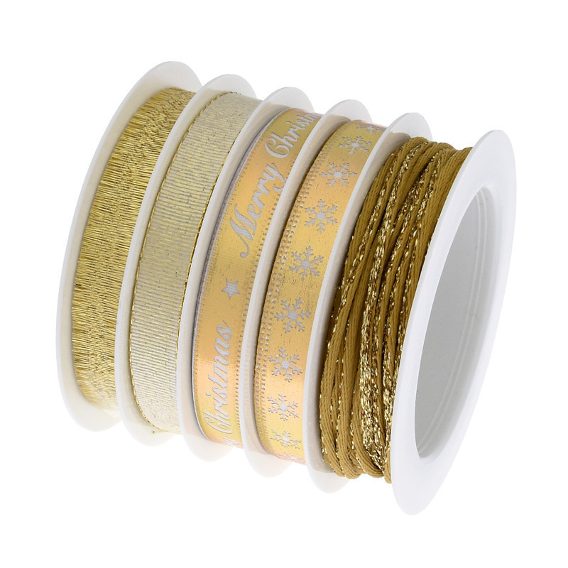 6 venta transfronteriza impresión de cinta de Navidad set caja de regalo festivales decoración caja de regalo embalaje cinta en stock 5m