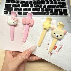 可爱Kty猫咪轻松熊粉色定位无痕一字夹化妆侧边刘海碎发夹ins风