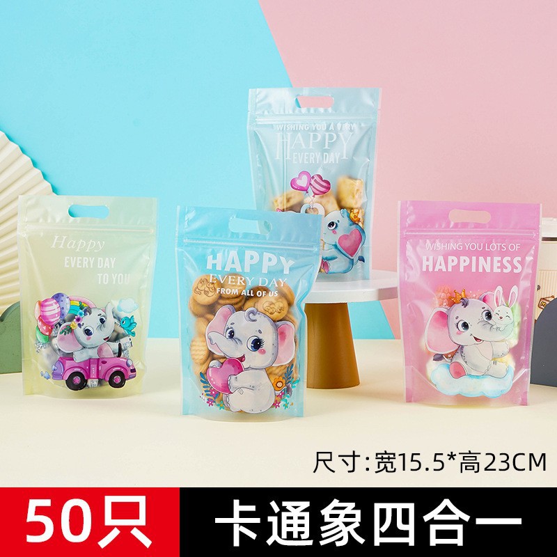 Bolsa de cremallera autosellante transparente galleta pastel de Luna turrón copo de nieve de dibujos animados bolsa crujiente Cookie Candy bolsa de embalaje 50