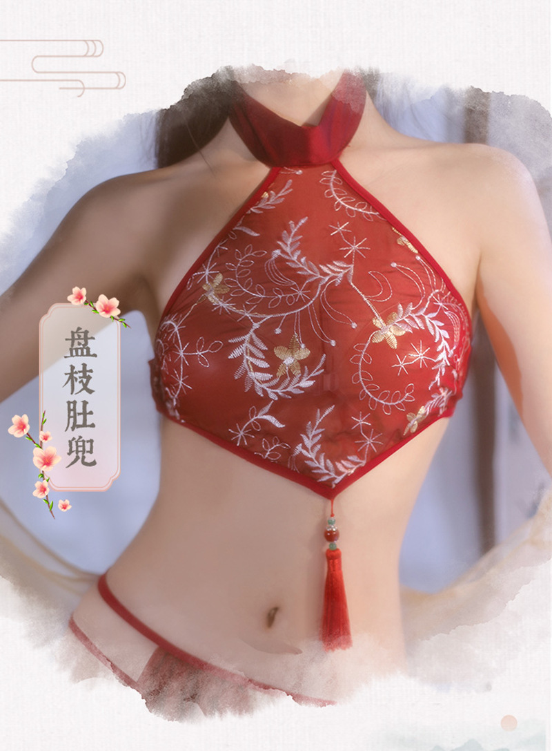 Hanfu-Inspired Palace Costume Set with Bellyband, Shawl, Gauze Skirt and Thong, Plus Size — detail image 12