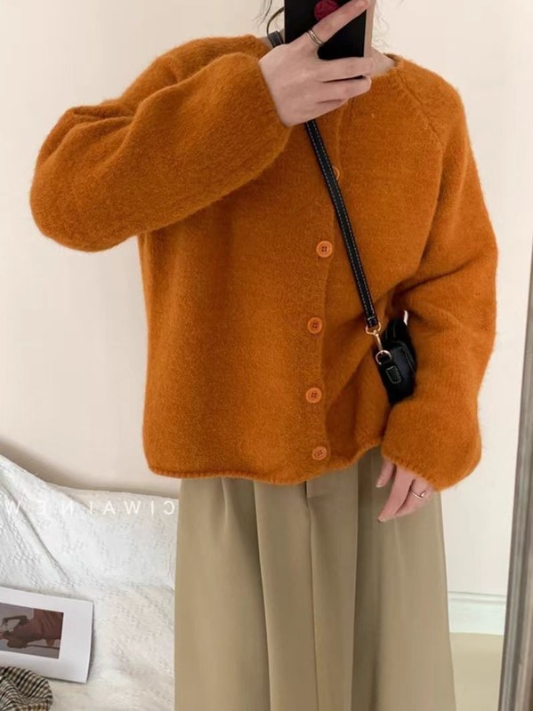 复古风大码毛衣女2025春秋新款时尚宽松显瘦外穿加厚上衣针织开衫|undefined