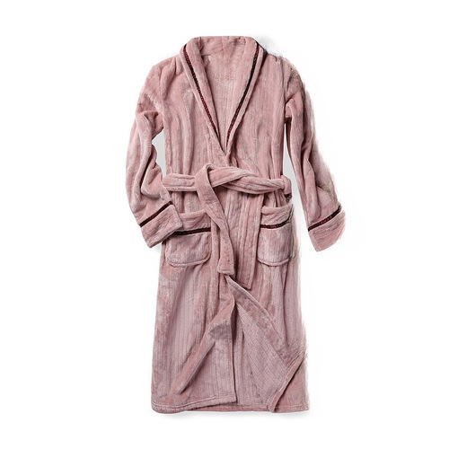 Cross-border coral velvet couple's pajamas and robes, autumn and winter thick warm morning robes, hotel bathrobes, loose home wear