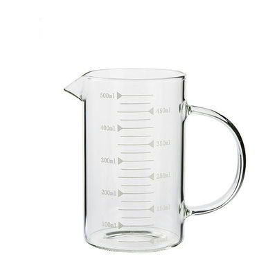 Taza de medición de vidrio transparente con escala cocina para hornear taza de medición de leche con mango taza de café de jugo de vidrio transparente