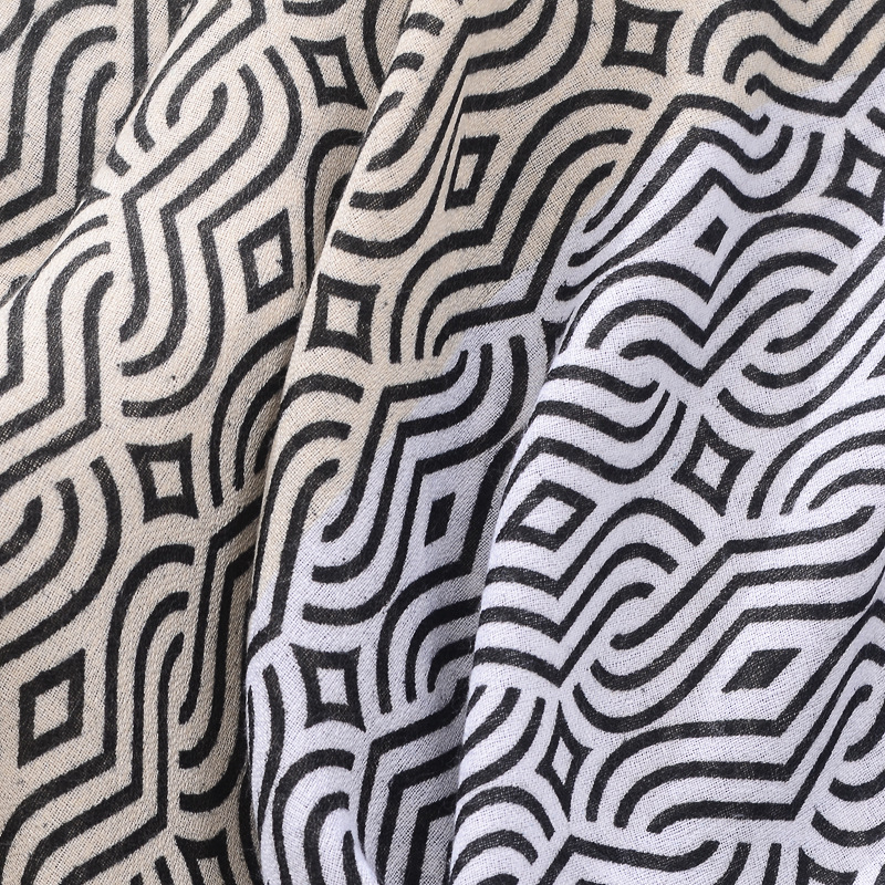 Amazon transfronterizo Primavera fina bufanda de seda de las mujeres del todo fósforo chal de viaje patrón geométrico cáñamo algodón y lino sensación bufanda