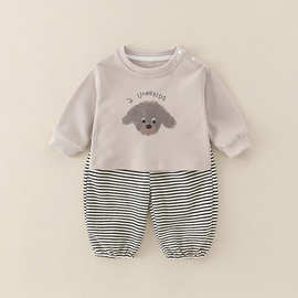 宝宝秋装两件套韩版卫衣加条纹长裤洋气男宝宝卡通套装春秋可穿服