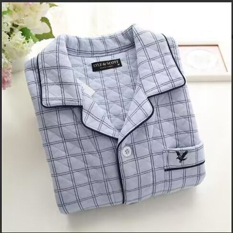 Primavera y otoño se puede usar para hombre pesado pijama intercalado aire caliente algodón otoño y invierno ropa para el hogar de hombre grande
