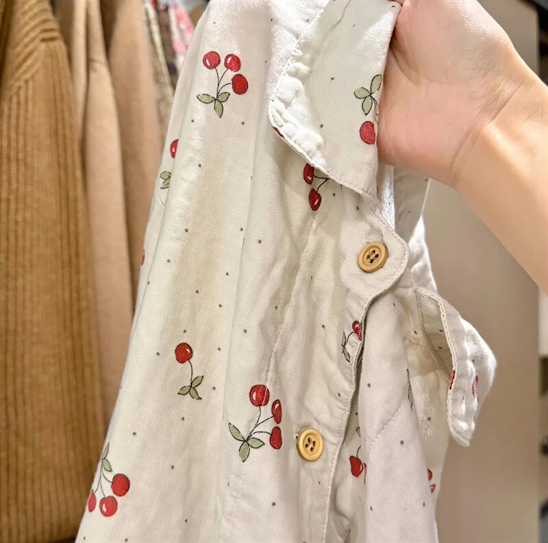 New Square-Neck White Deer Style Small Cherry Pure Cotton Double-Layer Gauze Sweet and Cute Home Wear Pajamas Women's Long-Sleeve Set New Square-Neck White Deer Style Small Cherry Pure Cotton Double-Layer Gauze Sweet and Cute Home Wear Pajamas Women's Long-Sleeve Set
