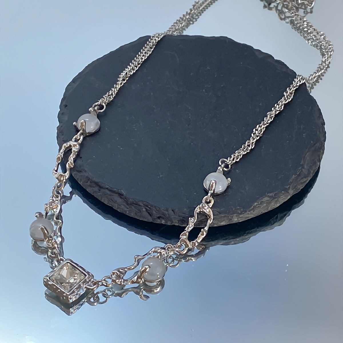 28g Weight Necklace Classification 1 Piece Quantity Daily Occasion Titanium Steel Material Waves Pattern Women'S Gender Plating Design Fashion Style Fashion Waves Titanium Steel Plating Necklace 1 Piece 9