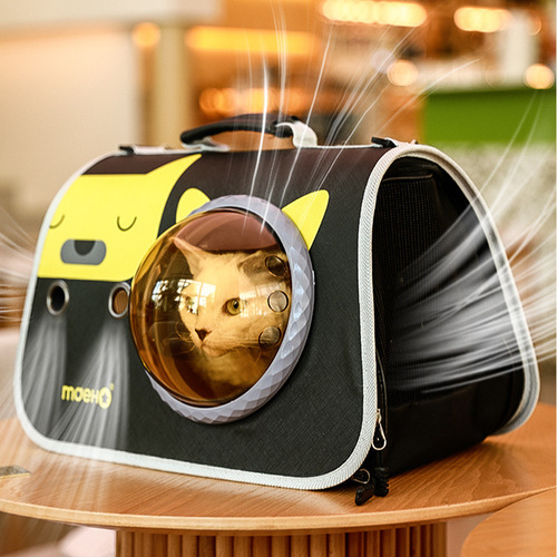 Pet portable space bag, cat bag, portable foldable shoulder bag, breathable backpack, cartoon cat and dog bag