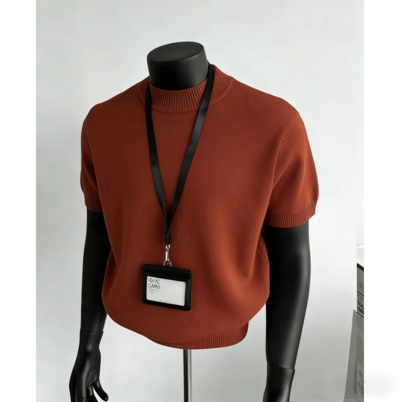 Half-Turtleneck Short-Sleeve Sweater for Men, Summer Fashion 2026, Korean Style, Versatile Casual Knit Base Shirt