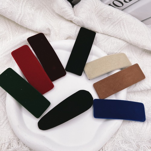 Korean style fashion velvet autumn and winter bangs clip simple BB clip solid color versatile square water drop clip broken hair clip hair accessories