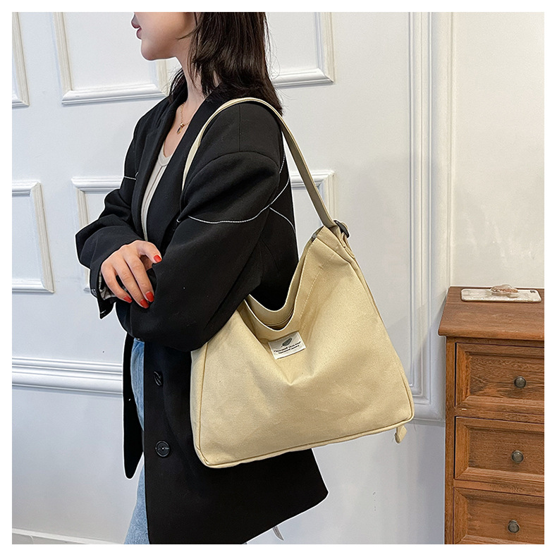 Large-capacity, fashionable and simple canvas bag, 2025 new style, casual and artistic shopping bag, versatile, shoulder crossbody bag undefined