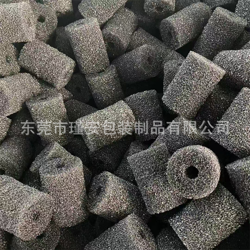 40ppi过滤棉柱子3cm黑色同心圆小海绵 管道填充替换防堵过滤棉
