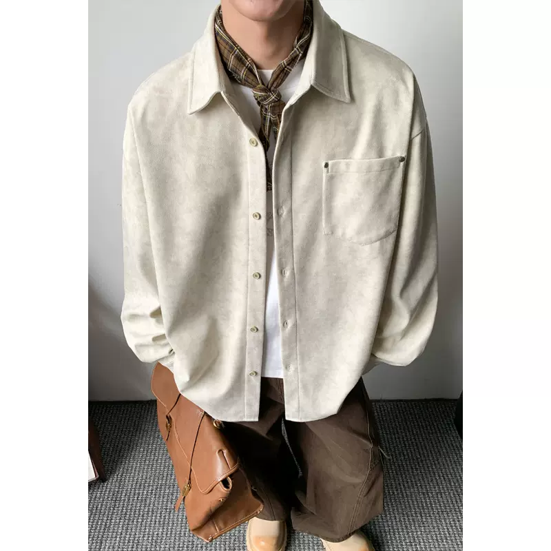 美式复古衬衫男2025新款秋季潮牌慵懒风oversize宽松休闲上衣外套