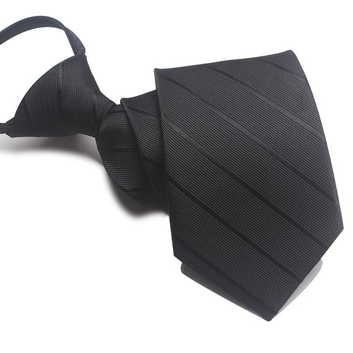 Men's pure black tie wholesale 8CM lazy zipper tie 7cm easy to pull without knotting business formal wear