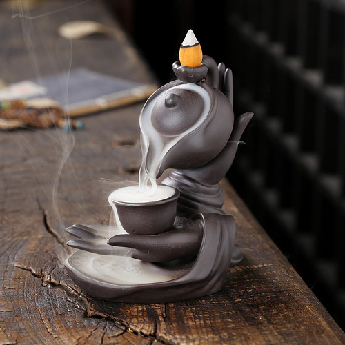 Cross-border new product Buddha hand hanging pot high flush backflow incense burner creative teapot backflow sandalwood incense burner home accessories decoration