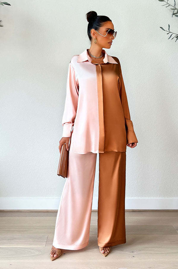 Women's Pant Sets Long Sleeve Lapel Concealed Button Suit Autumn_voghion.com