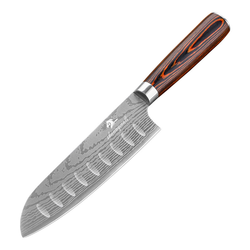 Chef's Knife7-Inch Damascus Laser Pattern Stainless Steel Sanu Knife Kitchen Meat Knife Yangjiang Shipping