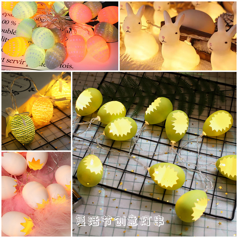 Huevo de Pascua zanahoria cadena luces dormitorio decoración creativa LED conejo decorativo luces de colores intermitentes luces de cadena