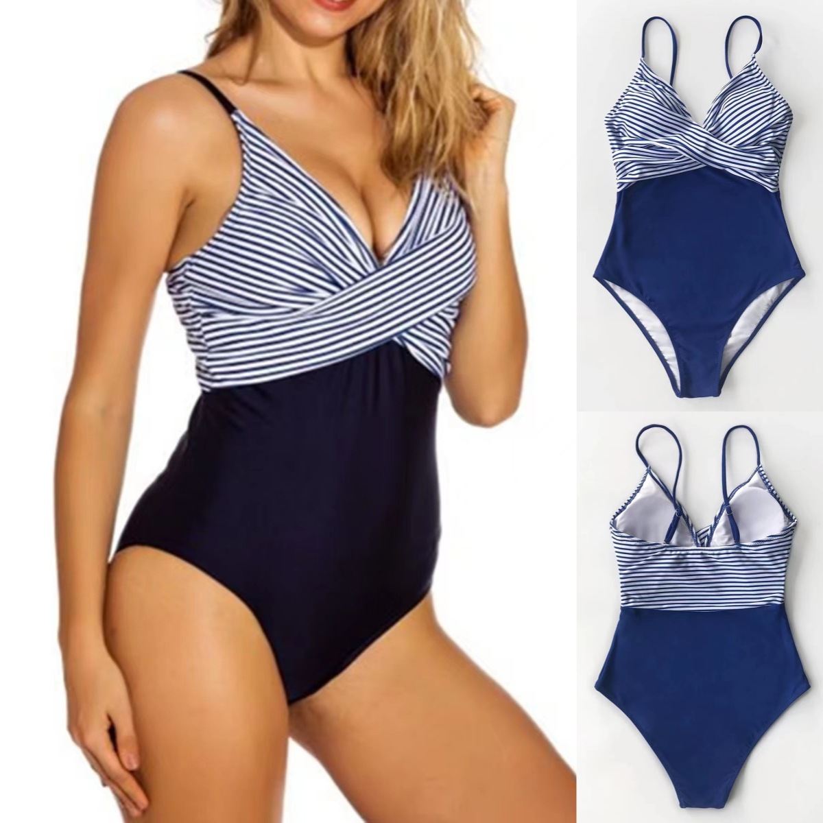 Femmes Style Classique Bande Couleur Unie 1 Pièce Une Seule Pièce Maillots De Bain display picture 1