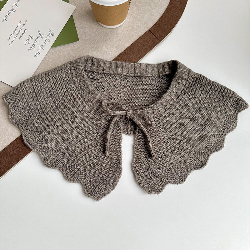 Nuevo chal de punto con cordones con volantes para mujer primavera y otoño desgaste exterior color sólido collar de muñeca reductor de edad cuello protección collar falso decorativo